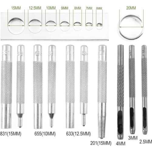 12pcs/Set Snap Rivet Fastener Buttons Installation Tool Kit Leather Crafts Hand Punch Tool DIY Material Accessories Crafts