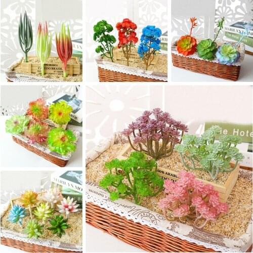 39Styles Large Green Pink Purple Flocked Artificial Succulent Plants Home Garden DIY Flower Arrangement Accessories Fake Plants