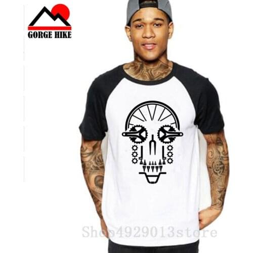 3D Design Skull MTB Novelty Custom Bmx Bicycle Mountain Bike Parts T Shirt Male Short Sleeve S-3XL Big Size Rock Roll Tee shirt