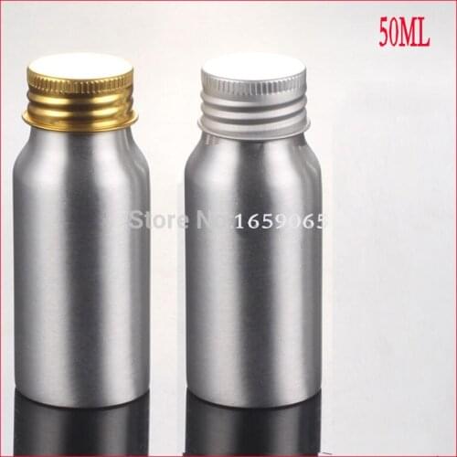 50ml Aluminium bottle metal bottle lotion bottle with gold /silver lid makeup Refillable Bottles CONTAINER FOR COSMETIC