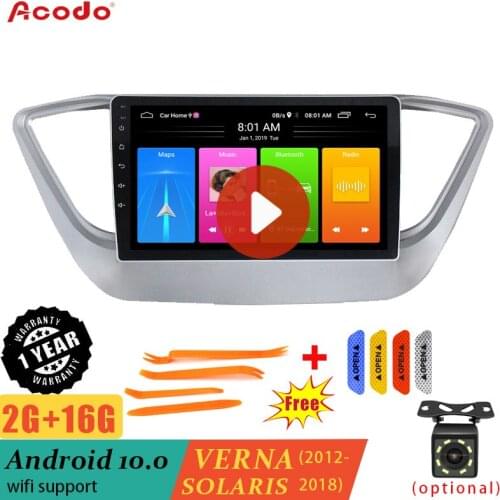 ACODO 2G RAM+16G ROM Android 10.0 Car Radio Multimedia Player For Hyundai verna solaris 2012-2018 Navigation GPS 2 din
