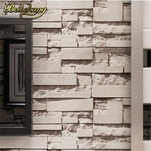 Beibehang Luxury Stone Brick wall 10M Vinyl Wallpaper Roll papel de parede 3D Living Room Background Wall Decor Art Wall Paper