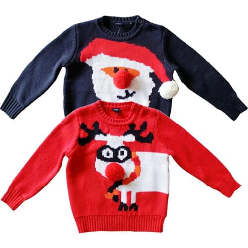 Free shipping winter baby boys children new year cotton wool ball set thickened Christmas Sweater