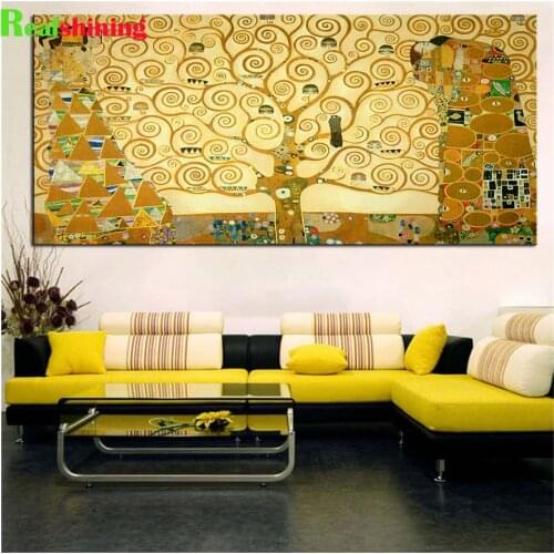 Large Gustav Klimt Golden Tree of Life Diamond Embroidery Full Square Round Diamond Painting Wall Art Picture N1733