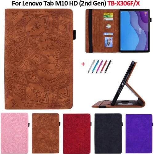 Case for Lenovo Tab M10 HD 2nd Gen TB-X306F TB-X306X Case Embossed PU Leather Wallet Tablet Funda for Lenovo Tab M10 HD tb x306f