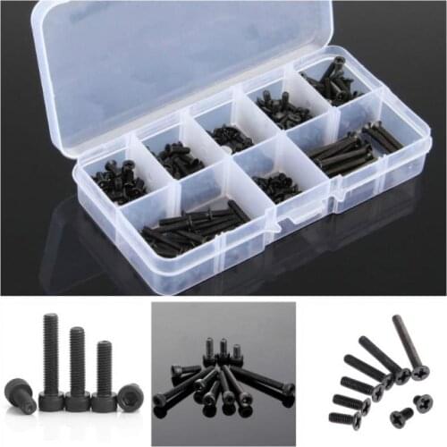 M2 Black Carbon Steel Full Thread Cap Cup Allen Head Bolt Hex Hexagon Socket Screw 200 pcs/box