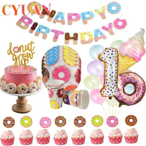 CYUAN Donut Grow Up Theme Party Supplies Birthday Donut Theme Baby Shower Donut Wall Stand Display Board One Birthday Supplies