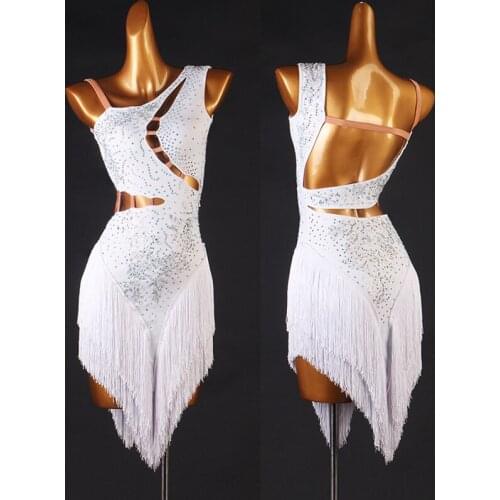 Professional Latin Dance Competition Dress Sexy Backless Diamond Dress Samba Fringed Dress Latin Dance Dress Stage Wear DQS6480