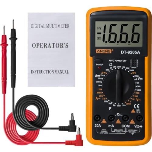 DT9205A Digital Multimeter hFE AC DC Triode Diode Resistance Amp Electric Tester