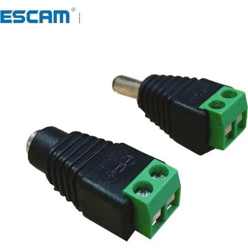 ESCAM 10 Pairs(20pcs) DC Male Female Led Connector Solderless CCTV Accessories for Led Power Supply Adapter and Strip