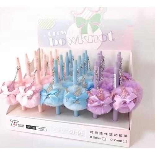 24 pcs Gel Pens Cartoon Pendant hair Bow black colored gel-inkpens for writing Cute stationery office school supplies