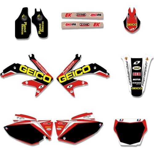 Motorcycle GEICO Graphic Decal Sticker With Brackgrounds For Honda CRF450 CRF450R CRF 450 450R 2005 2006 2007 2008 CRF 450 R