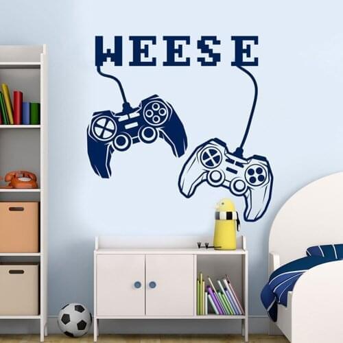 Game Wall Decal Personalized Name Joystick Window Gamer Sticker Teen Boy Room Nursery Decor Playroom Decalideo Game Mural M22