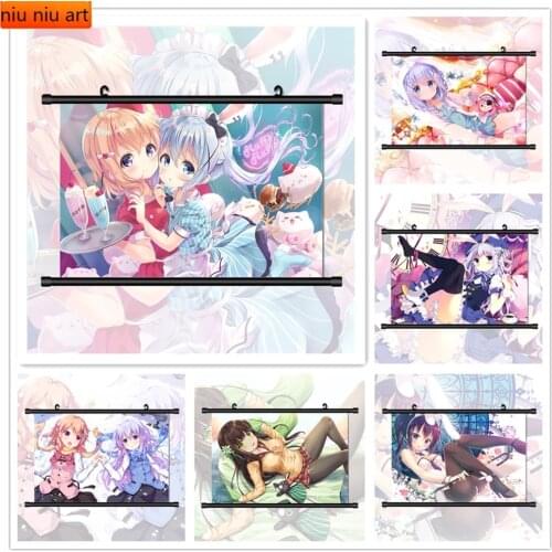 Canvas Painting Is The Order A Rabbit Kafuu Chino Cocoa Ujimatsu Chiya Anime Wall Art Decoration Picture Bedroom Home Decoration