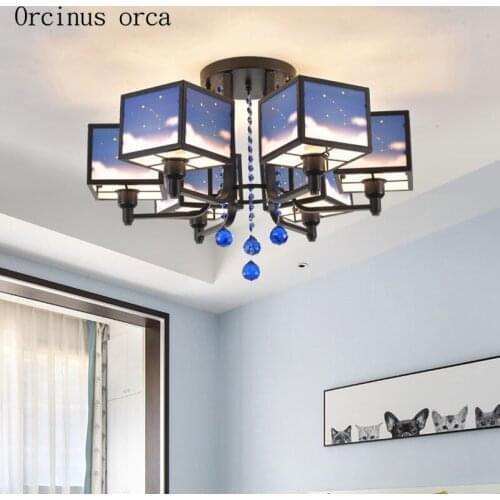 Cartoon creative night sky star ceiling lamp boy bedroom child room light new Chinese personality LED iron ceiling lamp