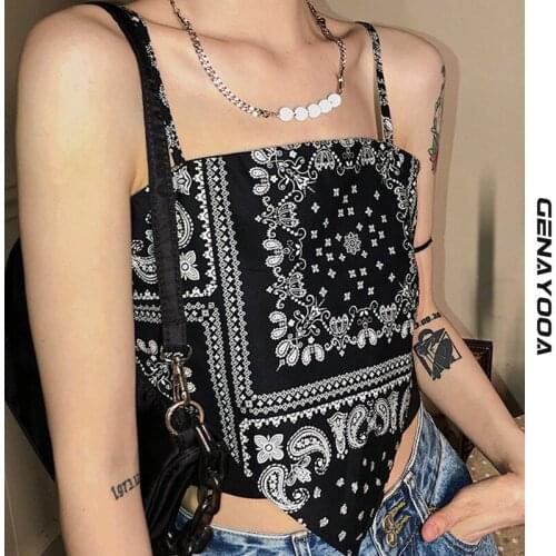 Genayooa Harajuku Crop Top Casual Cami Top Sleeveless Sexy Bralette Crop Top Striped Korean Style Spaghetti Strap Top Patry Hot
