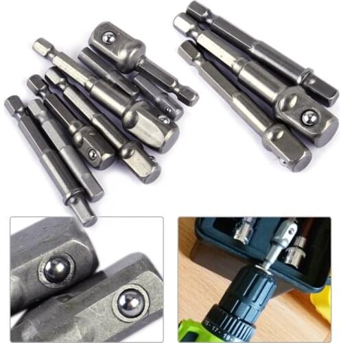 LETAOSK 1/4" 3/8" 1/2" Socket 1/4" hex shank Bit Adapter Drill Nut Driver Power Extension Bar Set 3 / 8 Pcs
