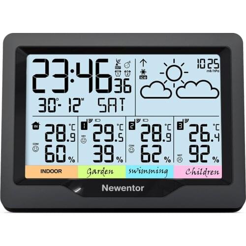 Newentor Q5 Weather Station With Free 3 Sensors Outdoor Digital Weather Station Wireless Forecast Hygrometer Humidity Sensor
