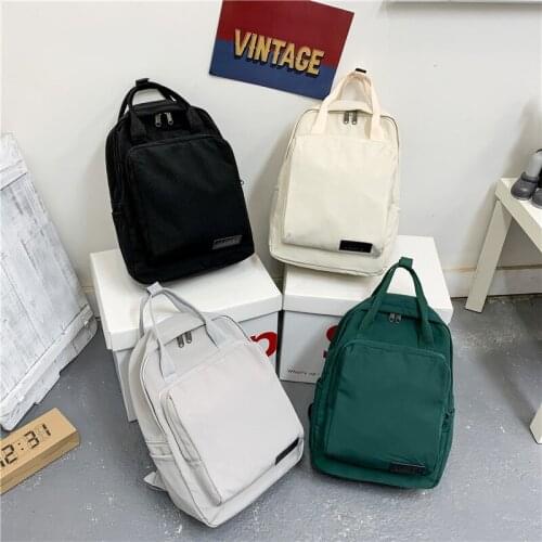 Fashion Nylon Waterproof Backpack 2021 New Solid Color School Bags Unisex Travel Bagkpack Large Capacity Japanese Style Mochilas