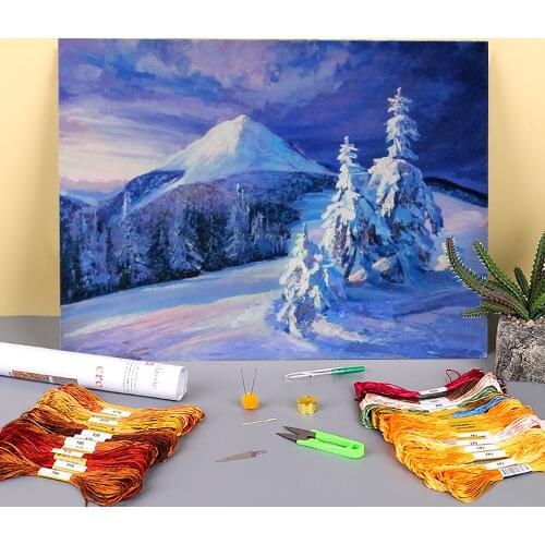 Landscape Cold Winter Printed 11CT Cross Stitch Set Embroidery DMC Threads Knitting Sewing Craft Handiwork Package Decor