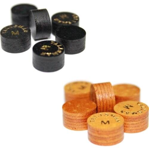 Free shipping 4pcs/lot TALISMAN billiard pool cue tips 14mm professional black/brown leather cue tips SS/S/M/H China