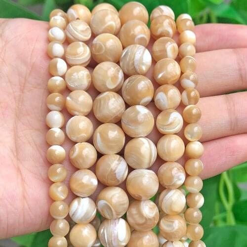 Natural Trochus Shell Stone 4/6/8/10 mm Round Loose Beads 15inches/strand For Women jewelry Making DIY Bracelet Necklace(F00578)