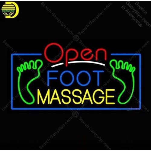 Open Foot Massage Neon Bulbs sign Neon sign Restaurant Handcraft health Lamp store display neon Letrero Neon enseigne lumine