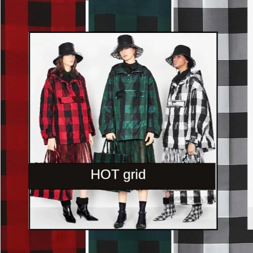 2019 autumn and winter new clothing coat imitation silk color woven plaid clothing handmade DIY fabric high-end custom