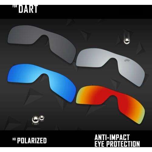 OOWLIT 4 Pieces Polarized Sunglasses Replacement Lenses for Oakley Dart -Black & Silver & Ice Blue & Fire Red