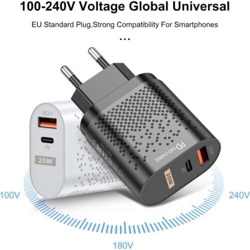 PD20W+QC3.0 Fast Charging For IPhone12 Dual Port Charger Mobile Phone Chargers