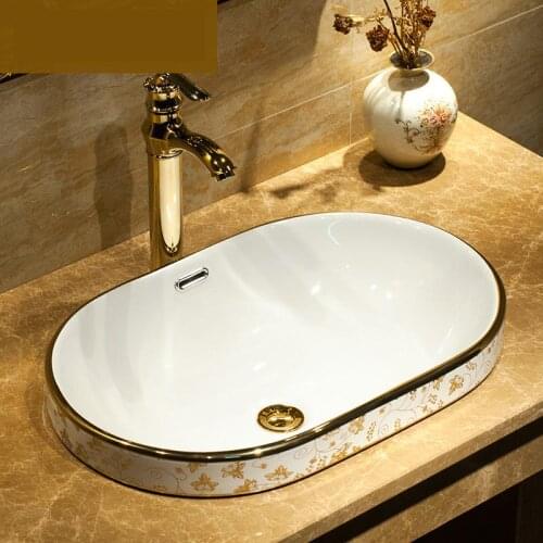 Semi Embedded oval Ceramic Art Basin Sinks Counter Top Wash Basin Bathroom Sinks vanities bathroom vessel sink
