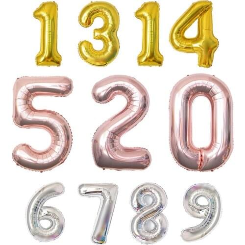 Party decoration balloons 32 inch floating rose gold number balloons childrens toys birthday decoration balloons wholesale
