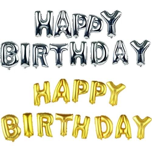 Festival Party Celebrations Decoration Alphabet Letters Balloons Happy Birthday Aluminum Foil Membrane Ballon 2 Color