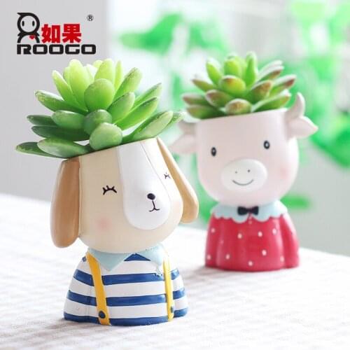 Roogo Flower Pot Mini Succulent Pot Modern Annimal Plant Pot Garden Cactus Pots Home Decor Balcony Decorations Planter Gift