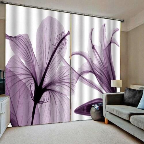 Luxury Blackout 3D Window Curtains For Living Room Bedroom purple curtains flower curtains
