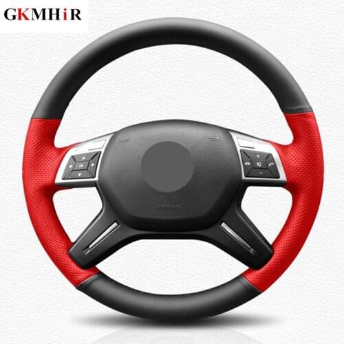 DIY Black Genuine Leather Car Steering Wheel Cover for Mercedes Benz C180 C200 C260 E200 E260 ML320 ML360 ML400
