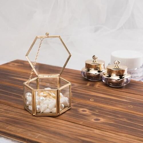1PC Geometrical Clear Glass Jewelry Box Jewelry Organize Holder Ring Box Necklace Bracelets Earrings Jewelry Accessories