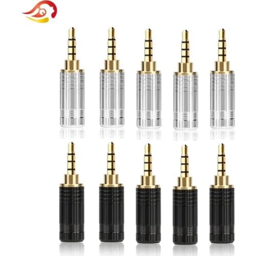 QYFANG 10pcs 2.5mm Plug Audio Jack 4 Pole Earphone Splice Adapter DIY HiFi Stereo Headphone Solder Wire Connector Repair Plug
