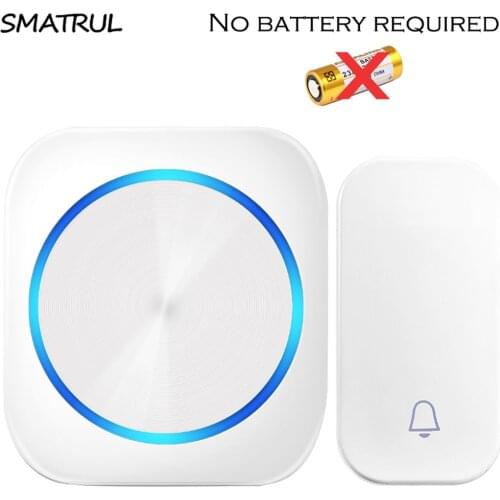 SMATRUL self-powered Wireless DoorBell Door Bell ring chime call night light no battery EU plug Waterproof 150M