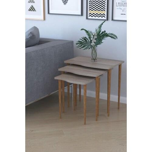 Modern RemaksBayrak 3'lü Zigon Coffee table Tea Stand-Kordoba coffe table table bassee