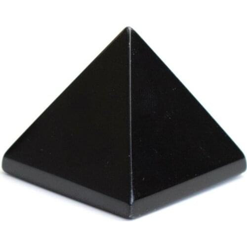 Natural Tumbled Black Obsidian Carved Crystal Reiki Healing Pyramid Statue