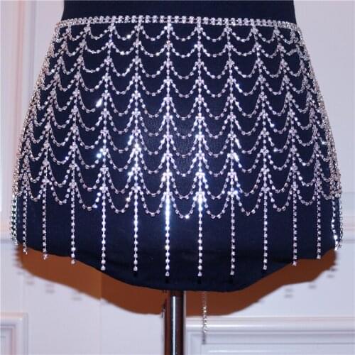 Rhinestone Long Leaf Tassel Waist Chain Sexy Charm Women Beach Party Accessories Shining Crystal body Chain Wholesale And Retail