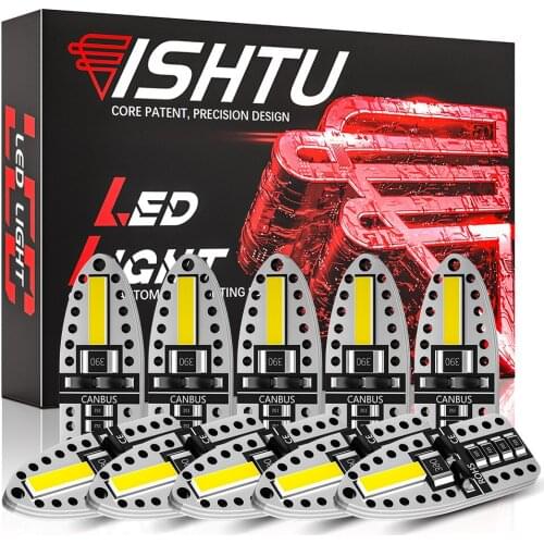 ISHTU 10PCS T10 W5W LED Bulbs 2 SMD Canbus 194 168 Car Interior Map Dome Reading License Plate Light Auto Signal Lamp 12V