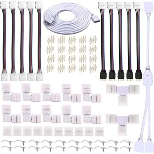 LED Strip Connector Kit for 5050 10mm 4Pin RGB LED Strip,2 Way Splitter,DIY Accessories for RGB LED Strip Connection