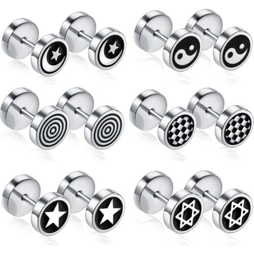 18G 2Pcs Stainless Steel Ear Studs Piercing Ear Plugs Tunnels Gauges Tapers Stretcher Earlobe Earring Piercing Body Jewelry