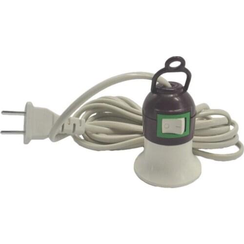 2PCS E27 Screw Hanging Line Lamp Holder Socket Switch With Power Cable Cord