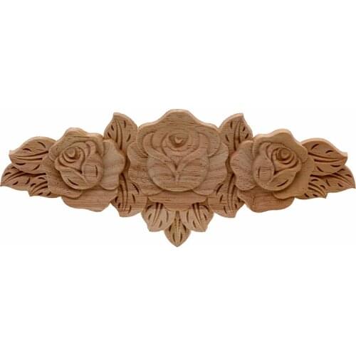 VZLX Adeeing Wood Carved Long Applique Frame Corner Onlay Unpainted Furniture Home decoration accessories Door Decor figurine