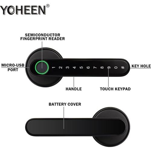YOHEEN Bluetooth Lock TTLOCK Smart Home Door Lock Fingerprint Electronic Lock Password Door Handle Lock