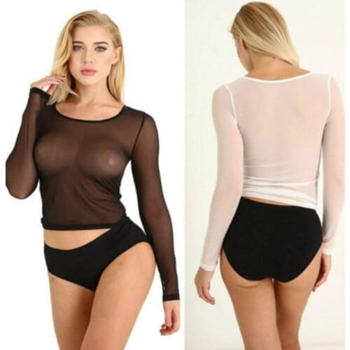 Women Sexy Mesh Sheer Transparent Tank Top See-through Vest Blouse Crop Shirt