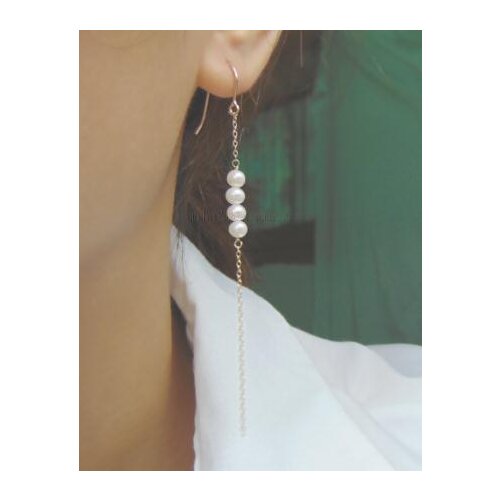 Favorite Pearl Earrings New Exquisite Simple Natural Freshwater 6-7mm White Potato Pearl Handmade Long Earring Fine Women Gift